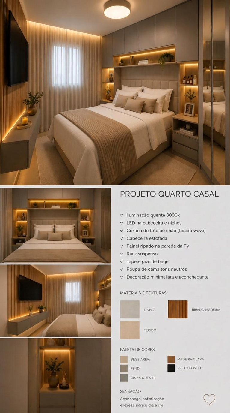 Projeto de decoração personalizado — quarto de casal